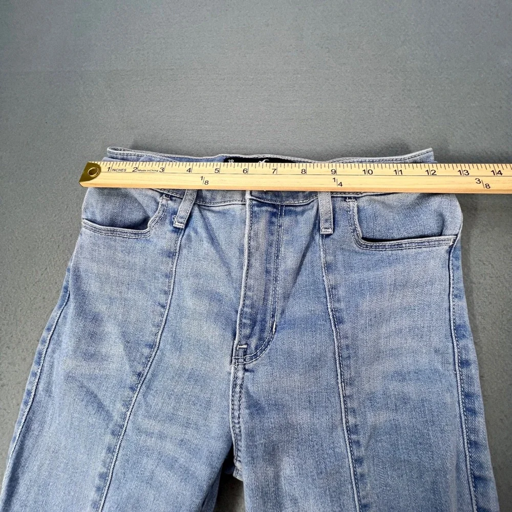 Hollister Blue Flare Jeans Women 3R W26 L31 High Rise Split Hem Soft Stretch - Picture 8 of 11
